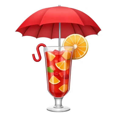 Fruit Punch – colorful drink with fruit chunks and umbrella sticker