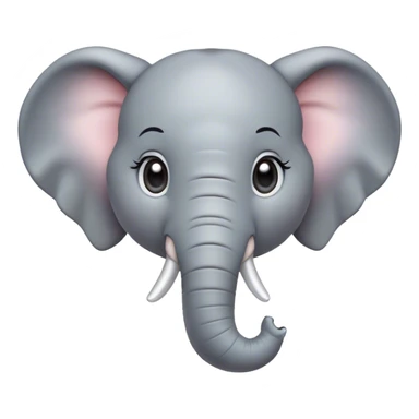 Cinematic Cute Elephant Portrait Emoji, Head tilted playfully and inquisitively, featuring a glossy gray hide with soft, rounded ears and round, sparkling eyes filled with curious wonder, Simplified yet irresistibly adorable features, highly detailed, glowing with a warm, friendly glow, high shine, affectionate and lively, stylized with a touch of gentle whimsy, bright and endearing, soft glowing outline, capturing the essence of a mischievous yet loving elephant, so playful it feels like it could lumber out of the screen into your arms! sticker