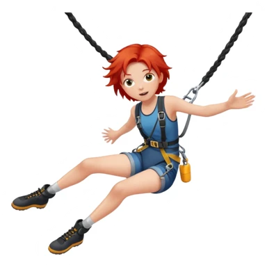 bungee jumping face only with hair flying red hair long sticker
