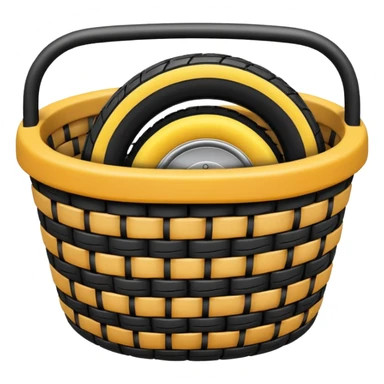 Basket with tire sticker