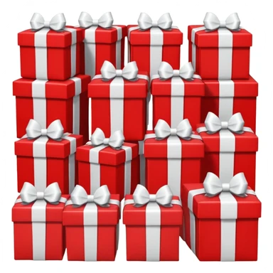 lots of red gift boxes with white bows sticker