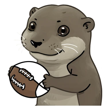Baby otter holding a football  sticker