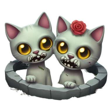 two undead zombie cats in love coming out of graves sticker