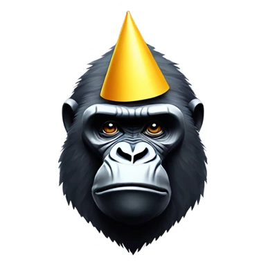 Polygon gorilla with no legs and party hat on sticker