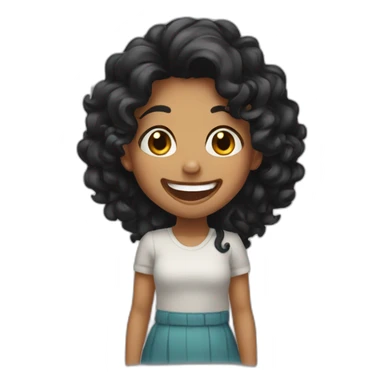 Girl with middle long curly Black hair laughing  sticker