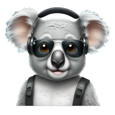 koala with headphones and eyeglass sticker
