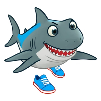 Shark with blue shoes sticker