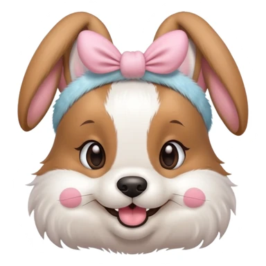 Cute Dog Wearing A  bunny headband sticker