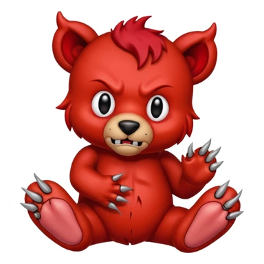 Devil creature hurting a teddy bear sticker