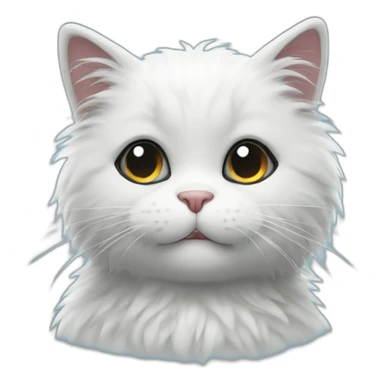 fuzzy balck and white cat sticker