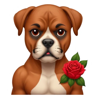 boxer dog with red rose tattoo sticker