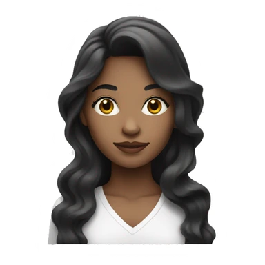 A mixed black and white  female with long brunett wavy hair  sticker