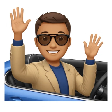 Hyundai ionic driving man waving behind sticker