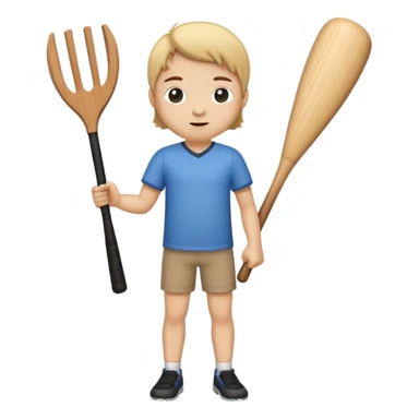 make a stick with legs and arms and a cute face with holding a wooden bat sticker