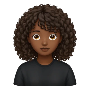 Fais la frange plus tordu la peau plus foncé et les cheveux bruns et bien plus long mais avec les cheveux bouclés  fais la peau un peu plus foncée et la frange vrm pas droite pas égal  et les cheveux tres long sticker