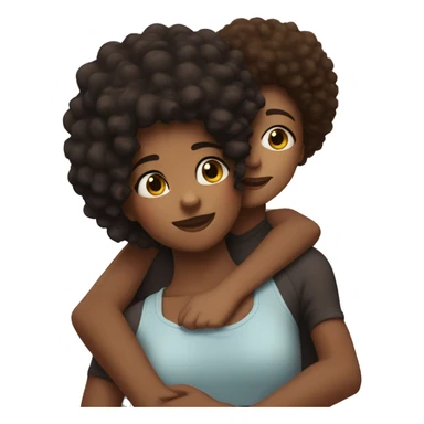 girl with darkhair hugging brown girl with afro  sticker