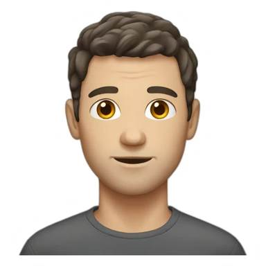 shaved white man with messy dark brown hair sticker