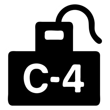 C4 bomb icon, filled, solid shape, minimalist icon aesthetic, no humans or other objects sticker