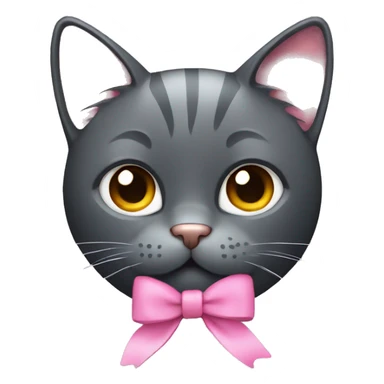 dark gray cat with a pink bow sticker
