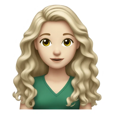 A girl with long wavy dark ash blond hair with dark green eyes and pale skin  sticker