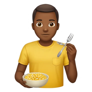 BLACK MAN WITH YELLOW SHIRT, HOLDING AN FORK AND A COOK CORN BOWL sticker