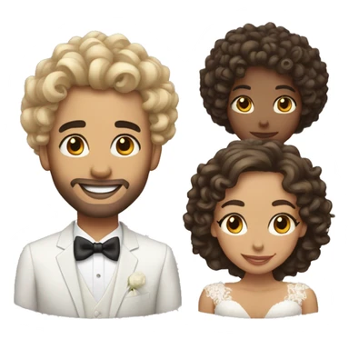 a wedding the man light skin with medium curly hair and the women light skin with long curly hair sticker