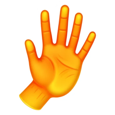 A hand with a thermal camera effect, orange color sticker