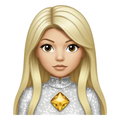 Fergie from Black Eyed Peas with long blonde hair, white sequin outfit  sticker