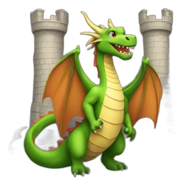 Dragon in castle sticker