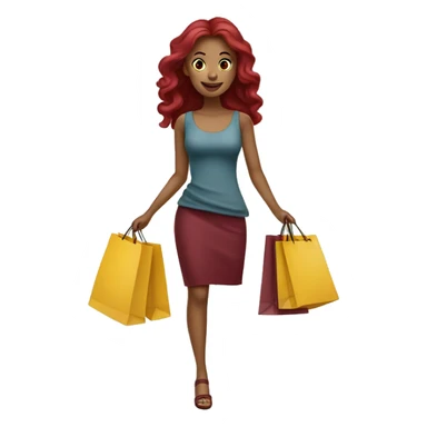 Long Burgundy haired girl, shopaholic, carrying a lot of shopping bags sticker