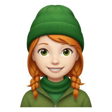  ginger girl with a green beanie sticker
