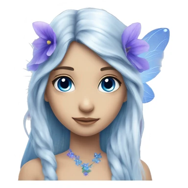 Beautiful, blue flower, fairy, blue, silver, purple, long hair, big wings sticker