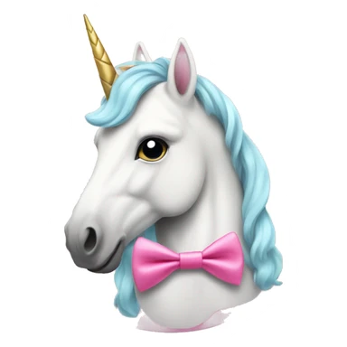 A unicorn with a pink bow tie sticker