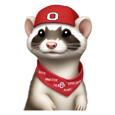 Ferret wearing an Ohio state bandana around its neck sticker