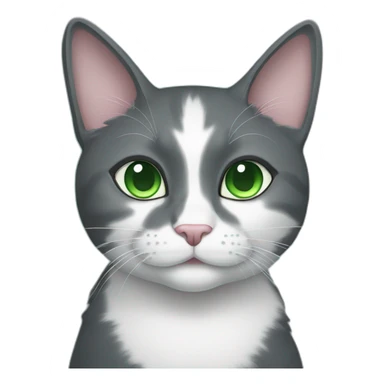 dark gray and white cat with green eyes sticker