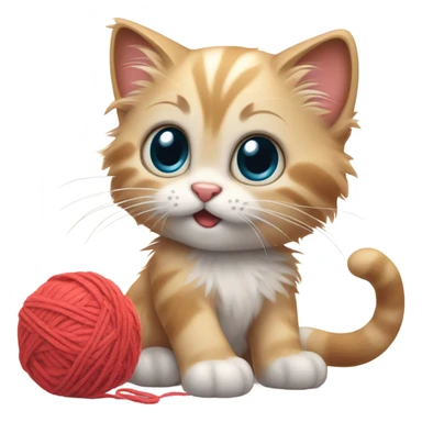 Kitten playing with yarn sticker