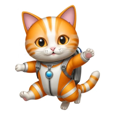 Skydiving cat with parachute and UFO sticker