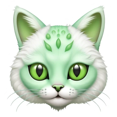 Green cat with alien antennae and alien eyes, cute sticker