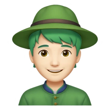 chinese man green haired and hat sticker