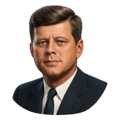 realistic icon of John F. Kennedy, clean and focused, no background sticker