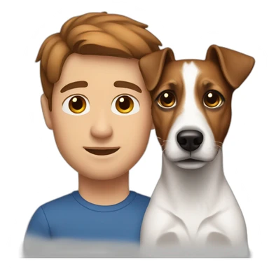 Man with brown hair with jack russell terrier sticker