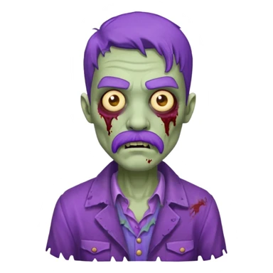 zombie with purple mustache sticker