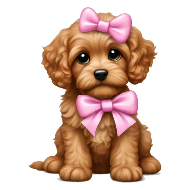 adorable cavapoo puppy with pink bow sticker
