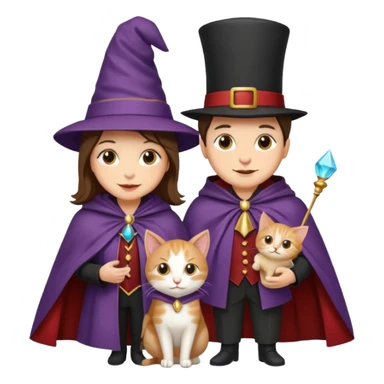 magician couple and their pet cat sticker