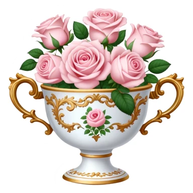 Pale pink roses in rococo cup sticker