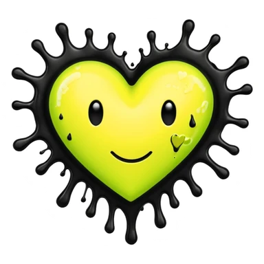 A neon yellow heart with black splashes and The text UVP in the heart sticker