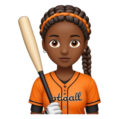 Softball braided hair black and orange kit sticker