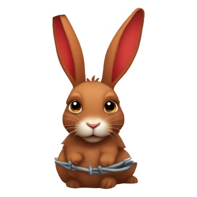 Red horned bunny with a barbed wire halo sticker