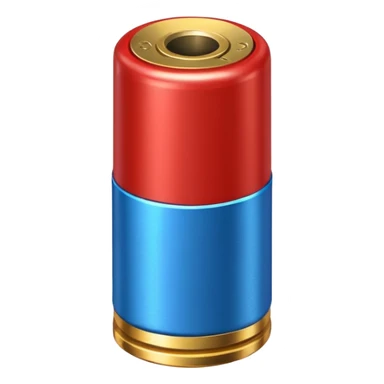 a single blue shotgun shell with a golden base sticker