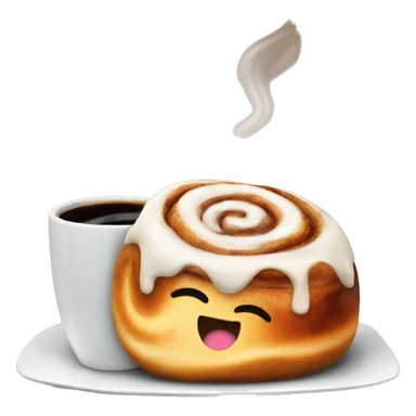 Cinnamon Roll next to coffee sticker